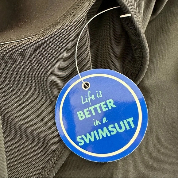 NWT Swimsuits for All Women’s 18 Black Embroidered Swim Dress Swimsuit Modest - Picture 6 of 8